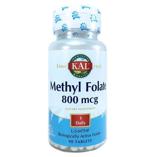 Основное фото товара KAL, Метилфолат 800 мкг, Methyl Folate 800 mcg, 90 таблеток