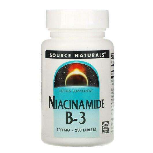 Основне фото товара Source Naturals, Niacinamide B 3 100 mg 250, Ніацинамід, 250 т...