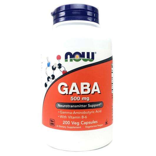 Основне фото товара Now, GABA 500 mg, ГАМК 500 мг, 200 капсул