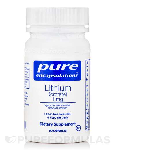 Основне фото товара Pure Encapsulations, Lithium orotate 1 mg, Літій, 90 капсул