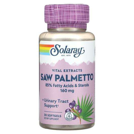 Основне фото товара Solaray, Vital Extracts Saw Palmetto 160 mg, Сав Пальметто, 30...