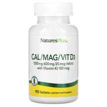 Natures Plus, Кальций Магний D3, Cal/Mag/Vit D3 with Vitamin K...