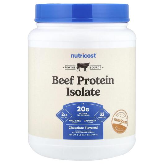 Основне фото товара Beef Protein Isolate Chocolate Основне фото товара Nutricost, Beef Protein Isolate Chocolate, Протеїн, 907 г