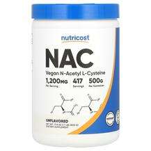 Nutricost, NAC N-ацетил-L-цистеин, Vegan NAC Unflavored, 500 г