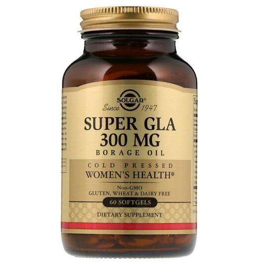 Основное фото товара Solgar, Масло огуречника 300 мг, Super GLA 300 mg, 60 капсул