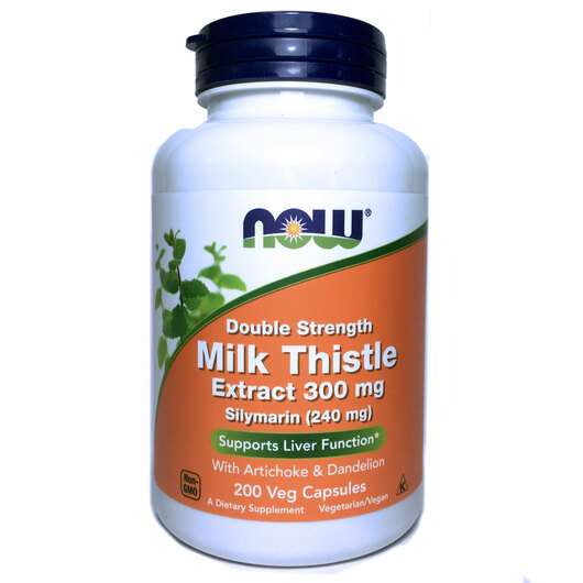Основне фото товара Now, Milk Thistle Extract 300 mg, Силімарин 240 мг, 200 капсул