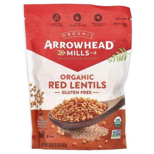Основное фото товара Arrowhead Mills, Зерновые культуры, Organic Red Lentils, 453 г