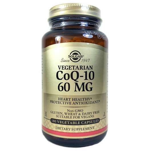 Основне фото товара Solgar, Vegetarian CoQ-10 60 mg, Коензим Q10, 180 капсул