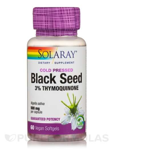 Основное фото товара Solaray, Черный тмин, Black Seed 3% Thymoquinone, 60 капсул