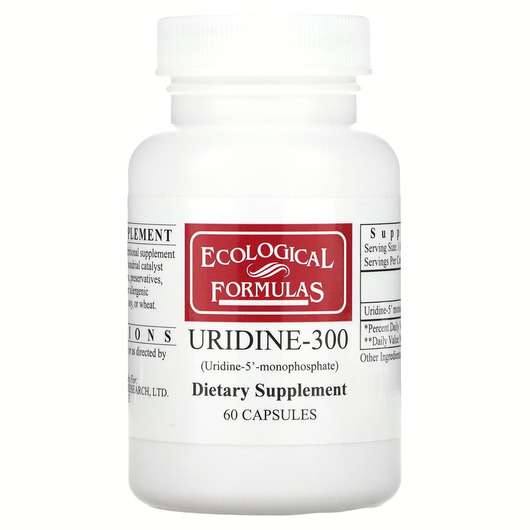 Основное фото товара Ecological Formulas, Уридин 300 мг, Uridine-300, 60 капсул