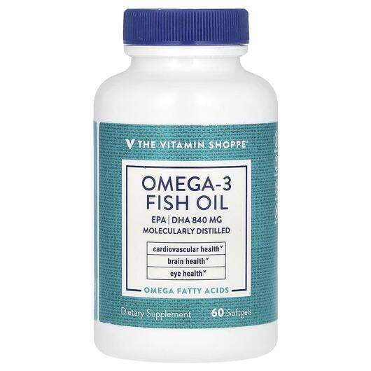 Основное фото товара TheVitaminShoppe, ДГК, Omega-3 Fish Oil EPA/DHA 840 mg, 60 капсул