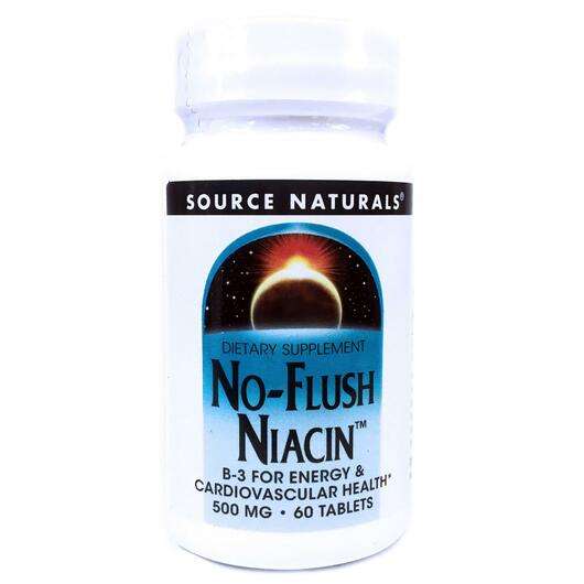 Основне фото товара Source Naturals, No-Flush Niacin 500 mg 60, Ніацин, 60 таблеток