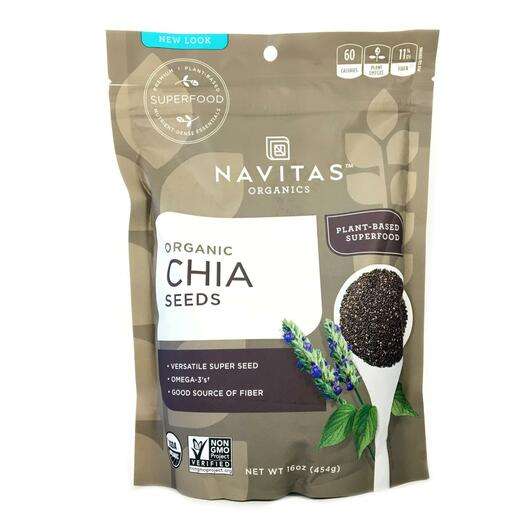 Основне фото товара Navitas Organics, Chia Seeds, Насіння Чіа, 454 г