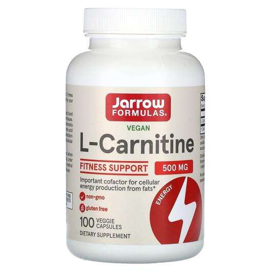Основное фото товара Jarrow Formulas, L-Карнитин 500 мг, L-Carnitine 500, 100 капсул