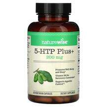 Naturewise, 5-гидрокситриптофан, 5-HTP Plus+ 200 mg, 60 капсул
