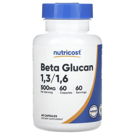 Основне фото товара Nutricost, Beta Glucan 13/16 500 mg, Бета-глюкани, 60 капсул