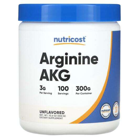 Основне фото товара Nutricost, Arginine AKG Unflavored, Альфа кетоглутарова кислот...