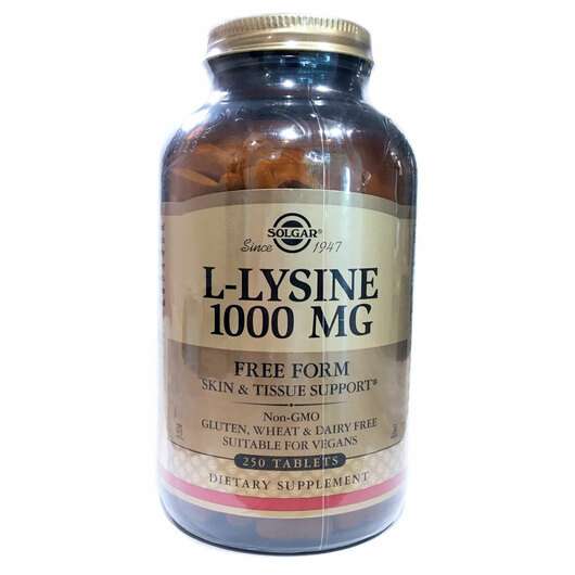 Основное фото товара Solgar, L-Лизин 1000 мг в свободной форме, L-Lysine Free Form ...