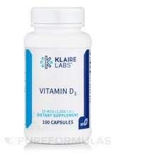 Klaire Labs SFI, Витамин D3, Vitamin D3 1000 IU, 100 капсул