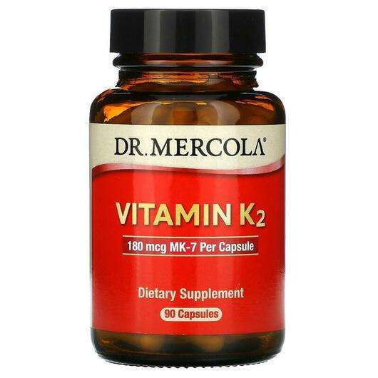 Основне фото товара Dr Mercola, Vitamin K2 180 mcg MK7, Вітамін К2 180 мкг, 90 капсул