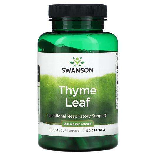Основне фото товара Swanson, Thyme Leaf 500 mg, Тимьян, 120 капсул
