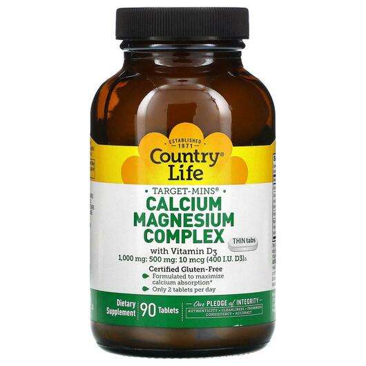 Основное фото товара Country Life, Кальций Магний Витамин D3, Calcium Magnesium Com...