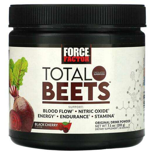 Основне фото товара Force Factor, Total Beets Original Drink Powder Black Cherry, ...