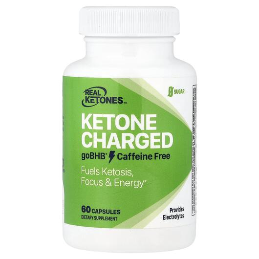 Основне фото товара Real Ketones, Ketone Charged goBHB Caffeine Free, Кофеїн, 60 капс