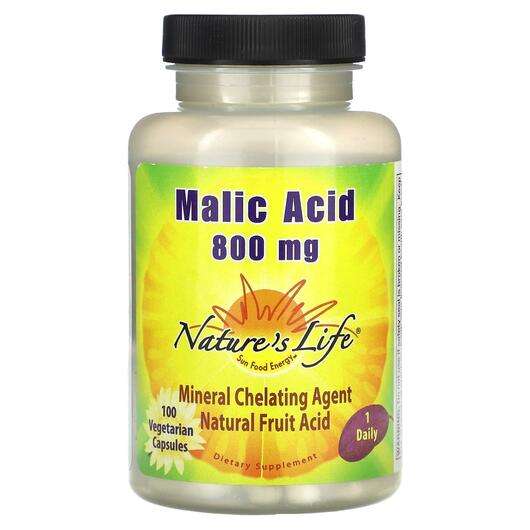 Основное фото товара Natures Life, Яблучная кислота, Malic Acid 800 mg, 100 капсул