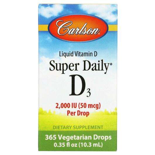Основное фото товара Carlson, Витамин D3 2000 МЕ, Super Daily D3 2000 IU, 10.3 мл