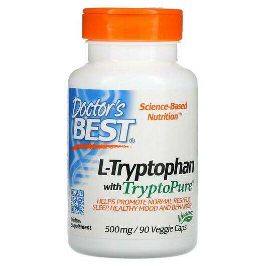 Основне фото товара Doctor's Best, L-Tryptophan 500 mg, L-Триптофан 500 мг, 90 капсул