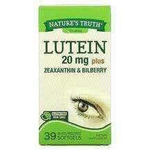 Nature's Truth, Lutein plus Zeaxanthin, Лютеїн, 39 капсул
