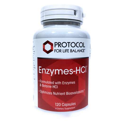 Основне фото товара Protocol for Life Balance, Enzymes-HCI, Ферменти, 120 капсул