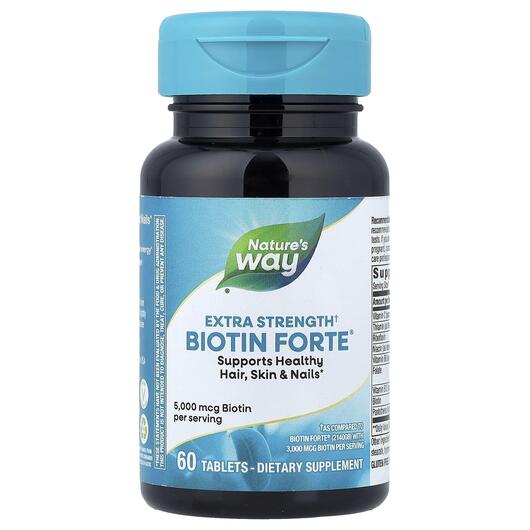 Основное фото товара Витамин B7 Биотин, Biotin Forte Extra Strength 5 mg, 60 таблеток