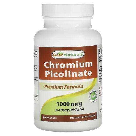 Основне фото товара Best Naturals, Chromium Picolinate 1000 mcg, Хром, 240 таблеток