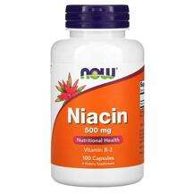Now, Ниацин 500 мг, Niacin 500 mg, 100 капсул