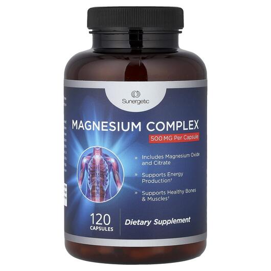 Основное фото товара Sunergetic, Магний, Magnesium Complex 500 mg, 120 капсул
