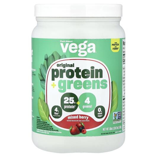 Основное фото товара Протеин, Plant-Based Original Protein + Greens Mixed Berry, 510 г