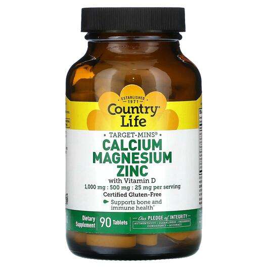 Основное фото товара Country Life, Кальций Магний Цинк и D3, Calcium Magnesium Zinc...