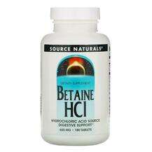 Source Naturals, Betaine HCL, Бетаїн HCL, 180 таблеток