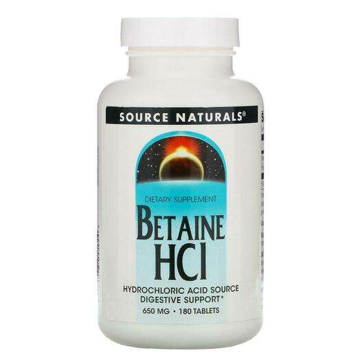 Основне фото товара Source Naturals, Betaine HCL, Бетаїн HCL, 180 таблеток