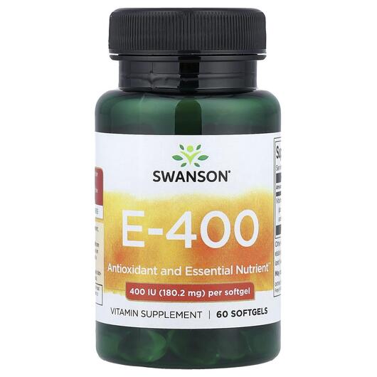 Основне фото товара Vitamin E-400 180.2 mg 400 IU Основне фото товара Vitamin E-400 180.2 mg 400 IU, Вітамін E Токофероли, 60 капсул