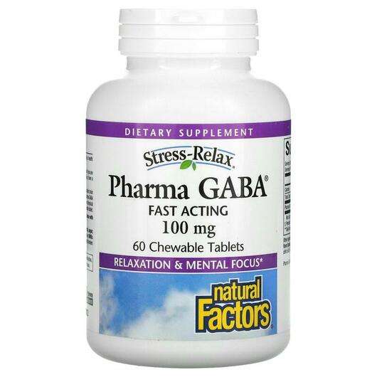 Основное фото товара Natural Factors, ГАМК, Stress-Relax Pharma GABA 100 mg, 60 капсул