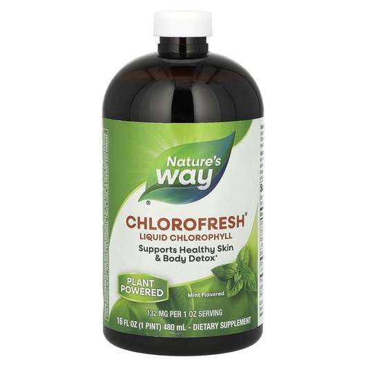 Основне фото товара Nature's Way, Chlorofresh Liquid Mint, Хлорофіл, 473 мл