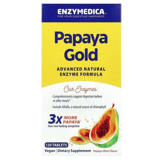 Основне фото товара Enzymedica, Papaya Gold Papaya Mint, Ферменти Папайї, 120 табл...