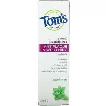 Фото состава Томс Антибактериальная отбеливающая зубная паста без фторида мятный гель 133 г