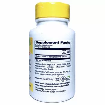 Фото состава Холин 250 мг 60 капсул, CDP Choline 250 mg, Healthy Origins